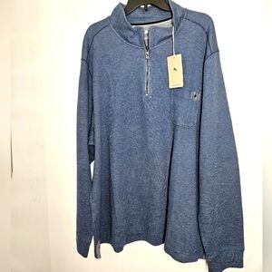Tommy Bahama Men's Blue Quarter-Zip Sweater 2XL